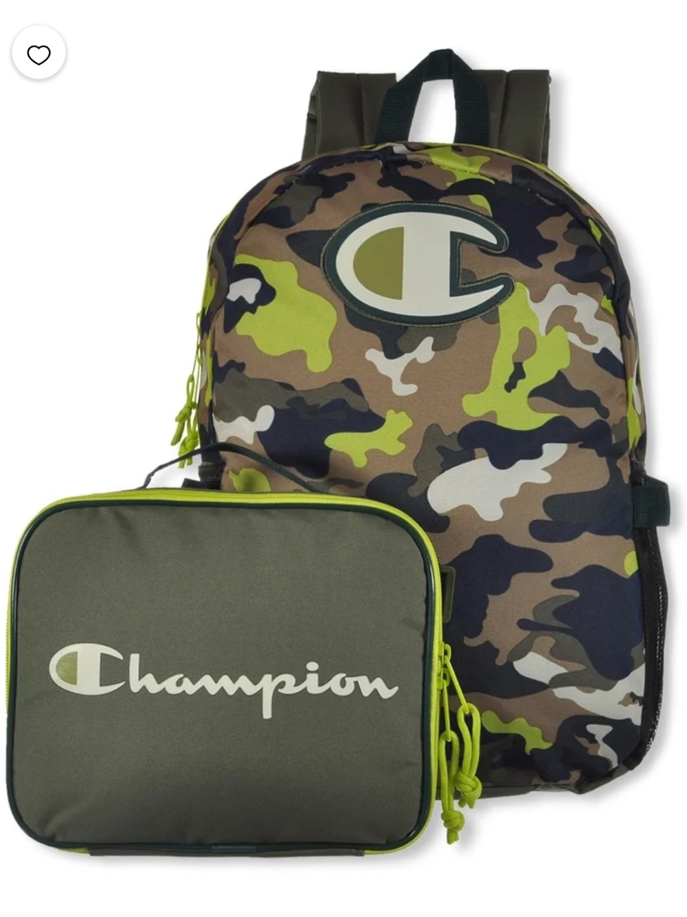Champion Kids Camo Backpack & Lunch Bag Set - Green, Brown, Yellow